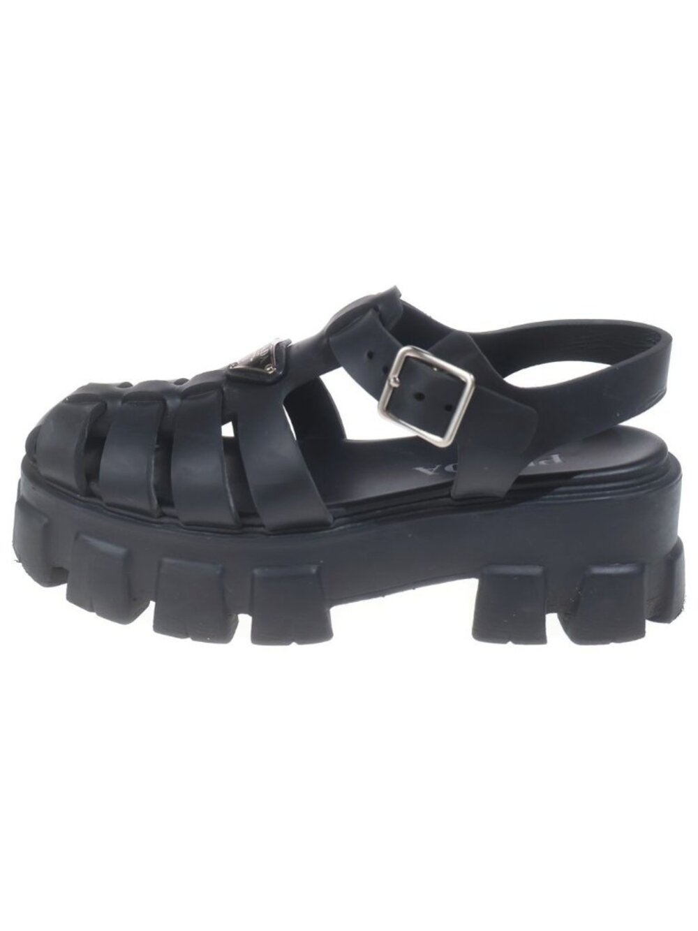Prada Monolith Rubber Gladiator Sandals Shoes Black